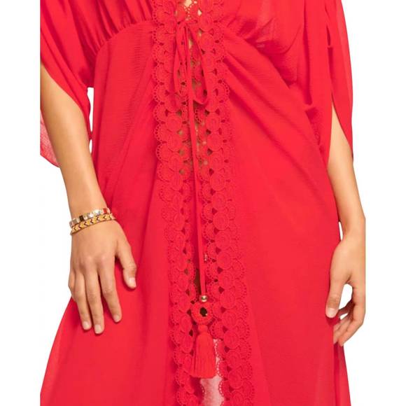 NEW RAMY BROOK raelynn lace trim cover-up dress in flame - Picture 4 of 4